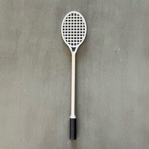 Silver Matte Metallic Tennis Racket Pickleball 7.5" Black Ink Pen More Pen Avail